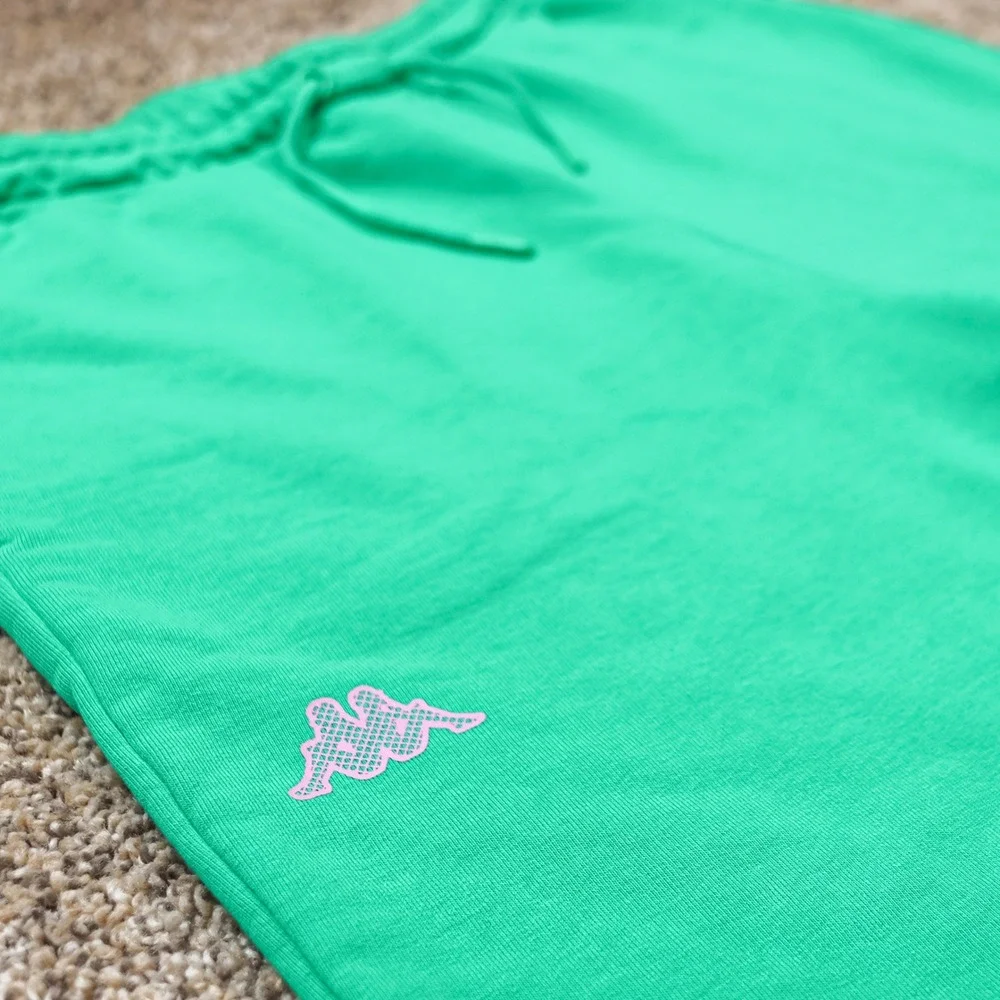 Kappa Tennis Club Shorts Men Large Green Pink Graphic Sample Athletic Drawstring